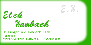 elek wambach business card